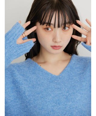 AMERICAN HOLIC ＭｉｘヤーンＶネックニットプルオーバー Sax