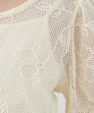 earth music&ecology フラワーコード刺繍カーディガン Ivory