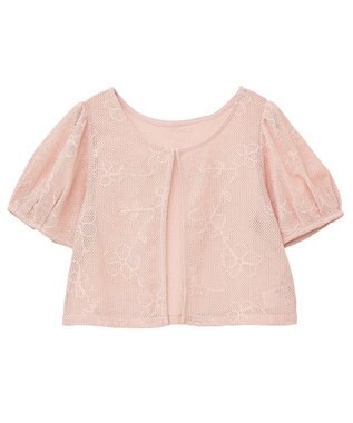 earth music&ecology フラワーコード刺繍カーディガン Pink