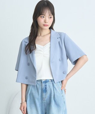 earth music&ecology ショートテーラードジャケット Sax