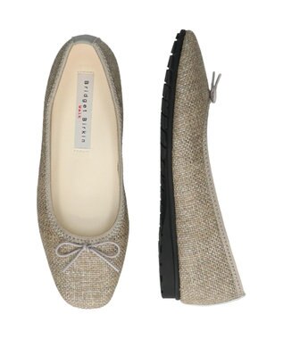 Bridget Birkin ＜3E＞【Bridget Birkin Walk】ラメパナマ調バレエパンプス ライトグレー雑材