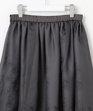 自由区 【洗える】シアーパネルエンブロイダリー スカート スチール
