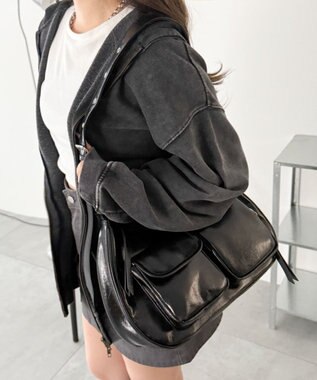 WEGO 立体ポケットハトメベルトバッグ ブラック