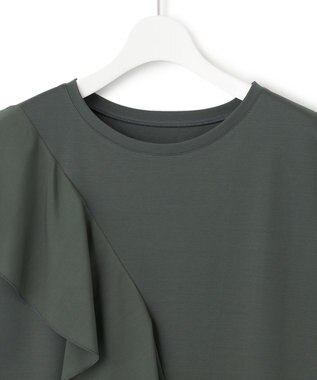 23区 シアーフリルジャージー ラッフル カットソー カーキ系