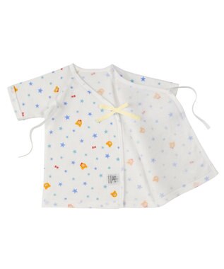 MIKI HOUSE HOT BISCUITS 【50-60cm】 フライス総柄短肌着 ブルー