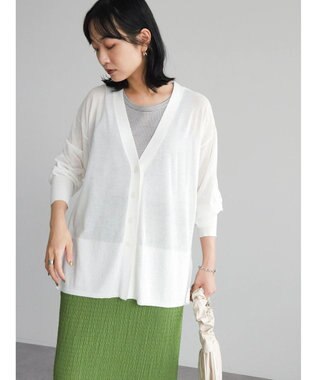 Green Parks 接触冷感Ｖネックカーデ White