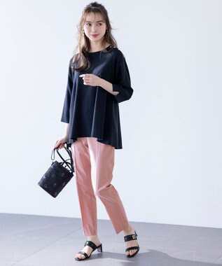 ANY SIS S 【ストレッチ・接触冷感・撥水・UVカット・洗える】エアリーストレッチ テーパードパンツ ピンク