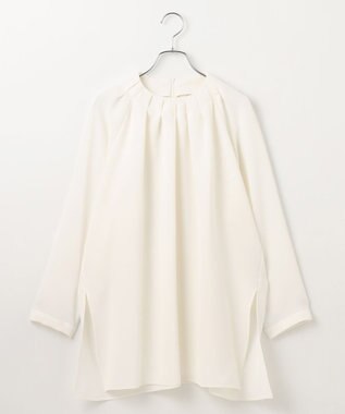 #Newans 【洗濯機可能】タックネックブラウス ホワイト