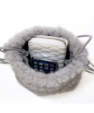 UNBILLION カシュカシュ cachecache / ミンク風カットファー巾着ミニバッグ GY