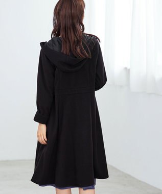 Tiaclasse ウール調フレアフードコート ブラック