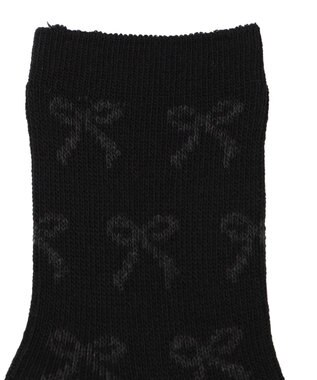 WEGO ジャガード総柄リボンソックス ブラック