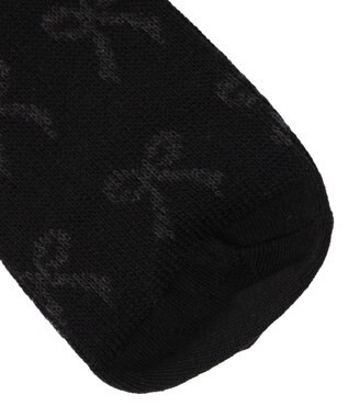 WEGO ジャガード総柄リボンソックス ブラック