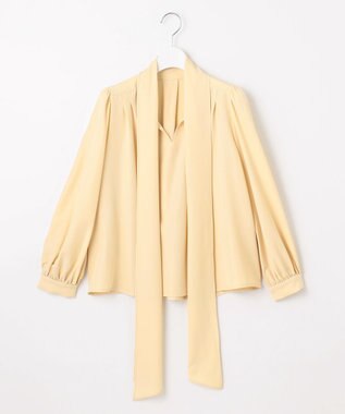 Feroux 【新色追加・洗える】ボリューム リボンタイ ブラウス ライトイエロー系