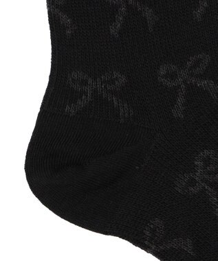 WEGO ジャガード総柄リボンソックス ブラック