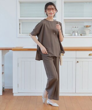 Tiaclasse 【おのののかさん着用】冷凛(ひやりん)カノコカットソーピンタックパンツ ブラウン