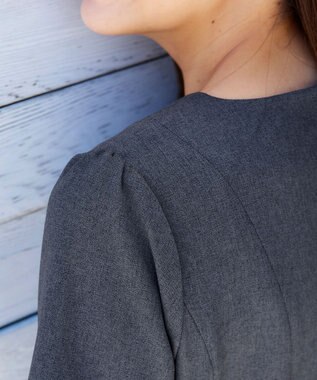 Tiaclasse L 【洗える】ダブルラインフレアワンピース チャコールグレー