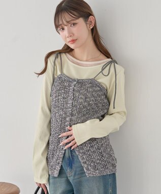 earth music&ecology 【予約】透かし編みニットキャミビスチェ