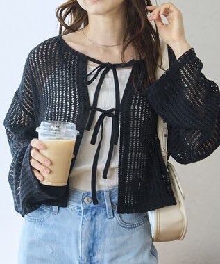 WEGO メッシュリボンカーディガン ブラック