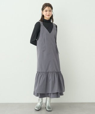 earth music&ecology ティアードフリルジャンスカ Gray