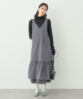 earth music&ecology ティアードフリルジャンスカ Gray