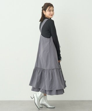 earth music&ecology ティアードフリルジャンスカ Gray