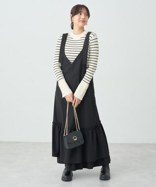 earth music&ecology ティアードフリルジャンスカ Black