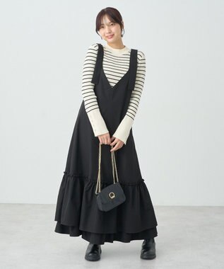 earth music&ecology ティアードフリルジャンスカ Black