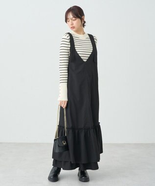 earth music&ecology ティアードフリルジャンスカ Black