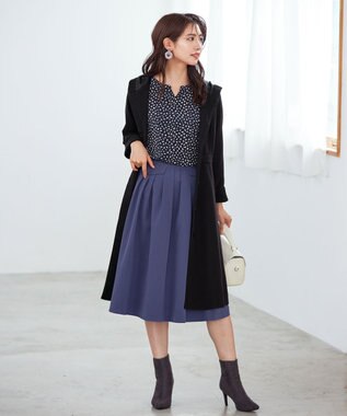 Tiaclasse ウール調フレアフードコート ブラック