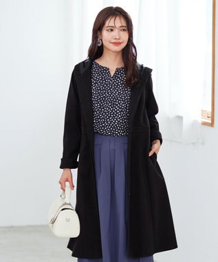 Tiaclasse ウール調フレアフードコート ブラック