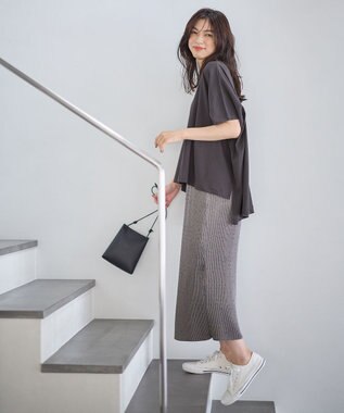 ANY L 【ウエストゴム】プリーツアイラインスカート グレー