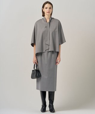 ICB 【洗える】T/Wブロード ナロースカート ライトグレー系