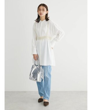 Green Parks イージーケア　比翼ボタンチュニック Off White