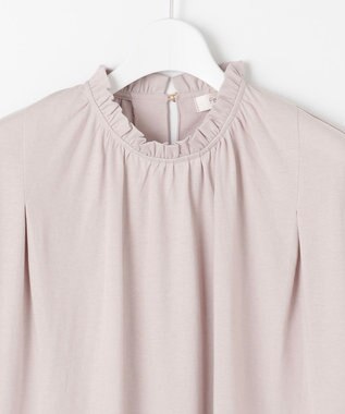 Feroux 【UVケア】スタンドネックフレンチスリーブ Tシャツ グレージュ系