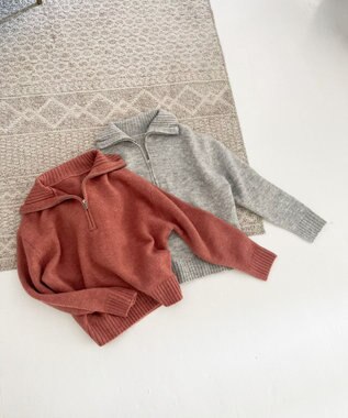 Feroux ハーフジップニット プルオーバー ピンク系