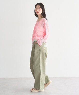 earth music&ecology フロントドロストシアープルオーバー Pink