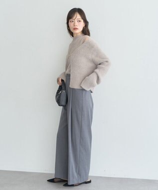 earth music&ecology SET2点チャーム付きシャギーニット＋インナー Light Beige