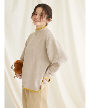 CRAFT STANDARD BOUTIQUE 洗えるモールニット配色プルオーバー