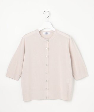 J.PRESS LADIES COTTON ACETATE DRY クルーネック カーディガン グレージュ系