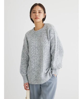 Green Parks フェアリーＭｉｘケーブルニットプルオーバー Gray
