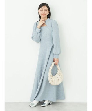 earth music&ecology ＳＥＴ２点ジャガードボレロ＋ワンピース Grayish Blue