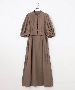 #Newans 【洗える】ピンタックベストコンビワンピース ブラウン系