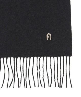 MOONBAT FURLA(フルラ）【WEB限定】ウール100％ アーチロゴ 無地ストール 190cm×60cm ブラック