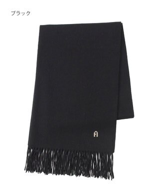 MOONBAT FURLA(フルラ）【WEB限定】ウール100％ アーチロゴ 無地ストール 190cm×60cm ブラック