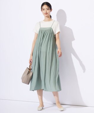 J.PRESS LADIES 【WEB限定・洗える】キャミワンピース カットソー ツインセット ライトグリーン系