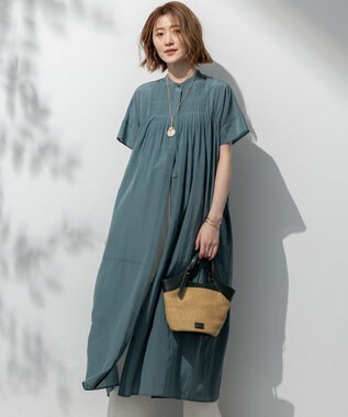 23区 S 【接触冷感/速乾性/洗える】エアリーブライトローン ワンピース セージグリーン系
