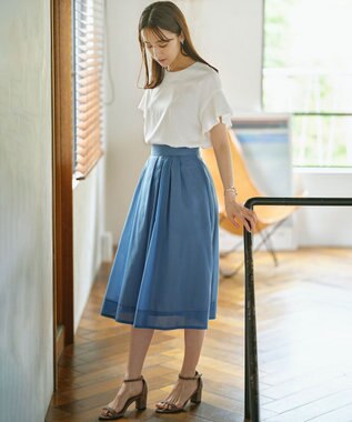 組曲 GIZAプレーティング天竺フリルスリーブ Tシャツ アイボリー系