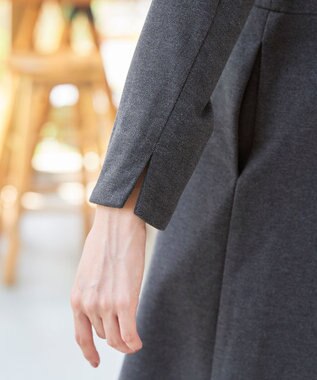 Tiaclasse ウール調フレアフードコート チャコールグレー