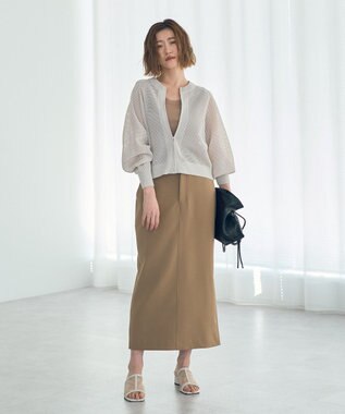 YECCA VECCA タイトロングスカート Gray Beige