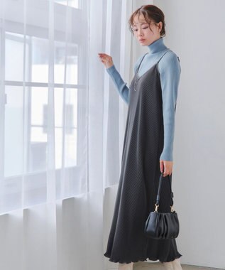 Tiaclasse 【洗える】プリーツキャミワンピース チャコールグレー